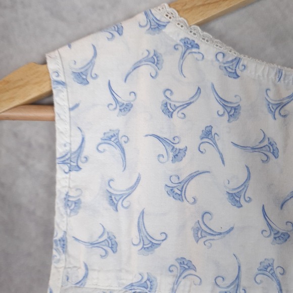 Eileen West Nightgown Womens Medium White Blue Floral Lace Sleeveless Ruffle - Picture 11 of 16